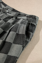Load image into Gallery viewer, Dark Grey Checkered Denim Wide Leg Jeans