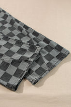 Load image into Gallery viewer, Dark Grey Checkered Denim Wide Leg Jeans