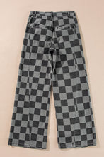 Load image into Gallery viewer, Dark Grey Checkered Denim Wide Leg Jeans
