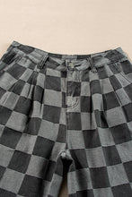 Load image into Gallery viewer, Dark Grey Checkered Denim Wide Leg Jeans