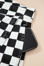Load image into Gallery viewer, Black Checkered Print Overlap Denim Shorts