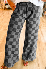 Load image into Gallery viewer, Dark Grey Checkered Denim Wide Leg Jeans