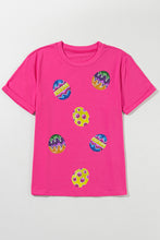 Load image into Gallery viewer, Rose Red Easter Eggs Patched Crew Neck Graphic Tee