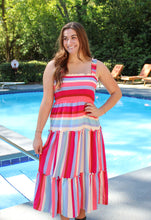 Load image into Gallery viewer, Stripe Ruffle Strap Midi Dress