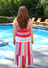 Load image into Gallery viewer, Stripe Ruffle Strap Midi Dress
