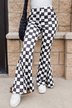Load image into Gallery viewer, Checkered Flare Pants with Pockets