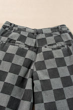 Load image into Gallery viewer, Dark Grey Checkered Denim Wide Leg Jeans