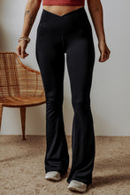Load image into Gallery viewer, Black V Shape High Waist Flared Leggings