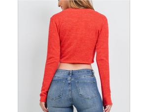 Red Crop Top Long Sleeve