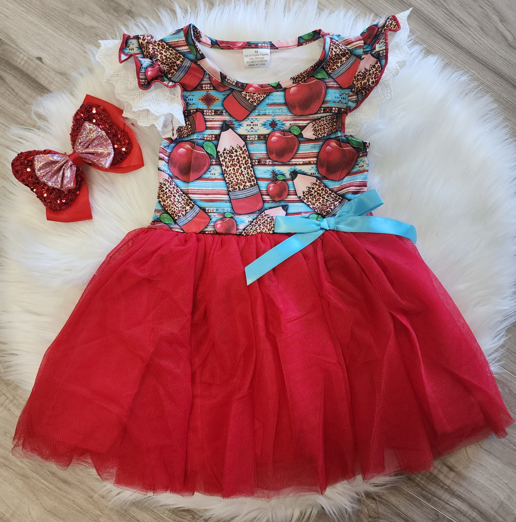 Girl's Apple/Pencil Tutu Dress