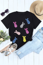 Load image into Gallery viewer, Black Sequin Bunny Doll Graphic Easter Day T Shirt
