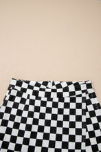 Load image into Gallery viewer, Black Checkered Print Overlap Denim Shorts
