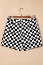 Load image into Gallery viewer, Black Checkered Print Overlap Denim Shorts
