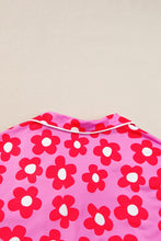 Load image into Gallery viewer, Flower Print Short Sleeve Shirt Pajamas Set
