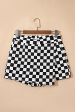 Load image into Gallery viewer, Black Checkered Print Overlap Denim Shorts
