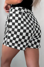 Load image into Gallery viewer, Black Checkered Print Overlap Denim Shorts
