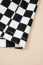 Load image into Gallery viewer, Black Checkered Print Overlap Denim Shorts
