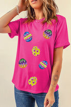 Load image into Gallery viewer, Rose Red Easter Eggs Patched Crew Neck Graphic Tee
