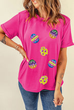 Load image into Gallery viewer, Rose Red Easter Eggs Patched Crew Neck Graphic Tee
