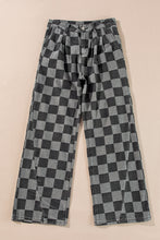 Load image into Gallery viewer, Dark Grey Checkered Denim Wide Leg Jeans

